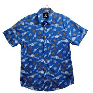 White Castle Men Blue Button Front Shirt Size Small by H3 31024-0702